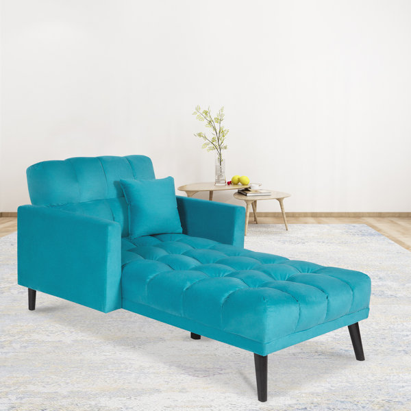 Corrigan Studio® Sofa Chaise Lounge Indoor Chair Tufted Flannel Fabric, Modern Lounger,Recliner